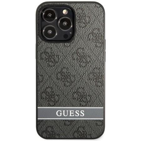 Guess GUHCP13LP4SNK Guess PU 4G Stripe Rückenabdeckung für iPhone 13 Pro Schwarz