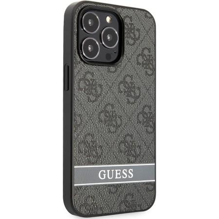 Guess GUHCP13LP4SNK Guess PU 4G Stripe Rückenabdeckung für iPhone 13 Pro Schwarz