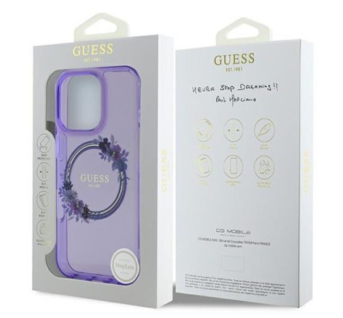 Guess Hardcase Magsafe Iml Flowers
 Wreath Purple iPhone 16 Pro