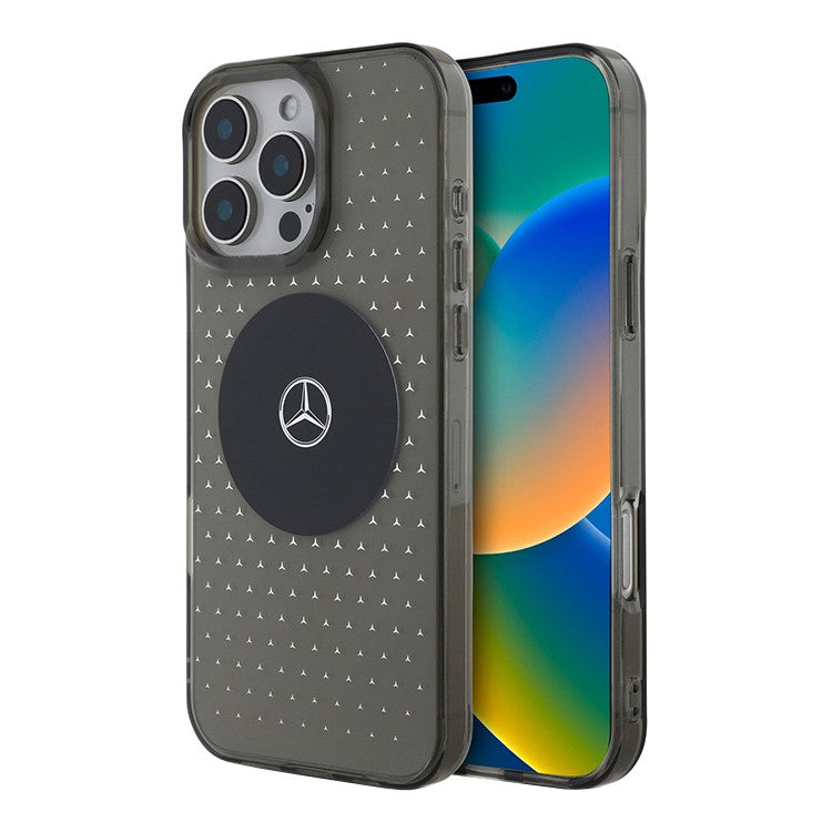 Mercedes MEHMP16X23HCPK for iPhone 16 Pro Max PC/TPU Star pattern and Circle, Black MagSafe