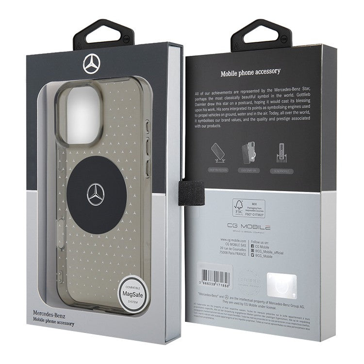 Mercedes MEHMP16X23HCPK for iPhone 16 Pro Max PC/TPU Star pattern and Circle, Black MagSafe