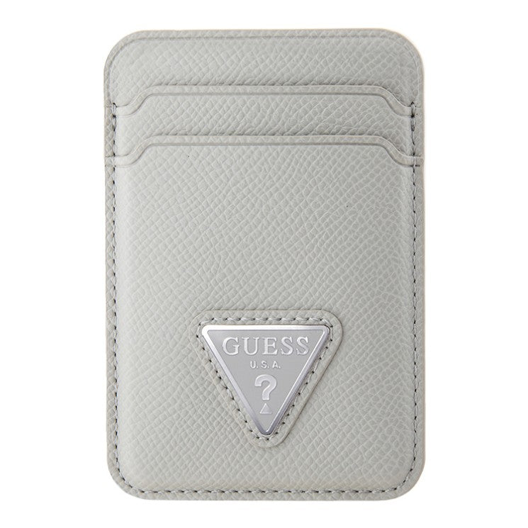 Guess magnetic Wallet Cardslot MagSafe PU Grained leather Triangle Metal logo Beige