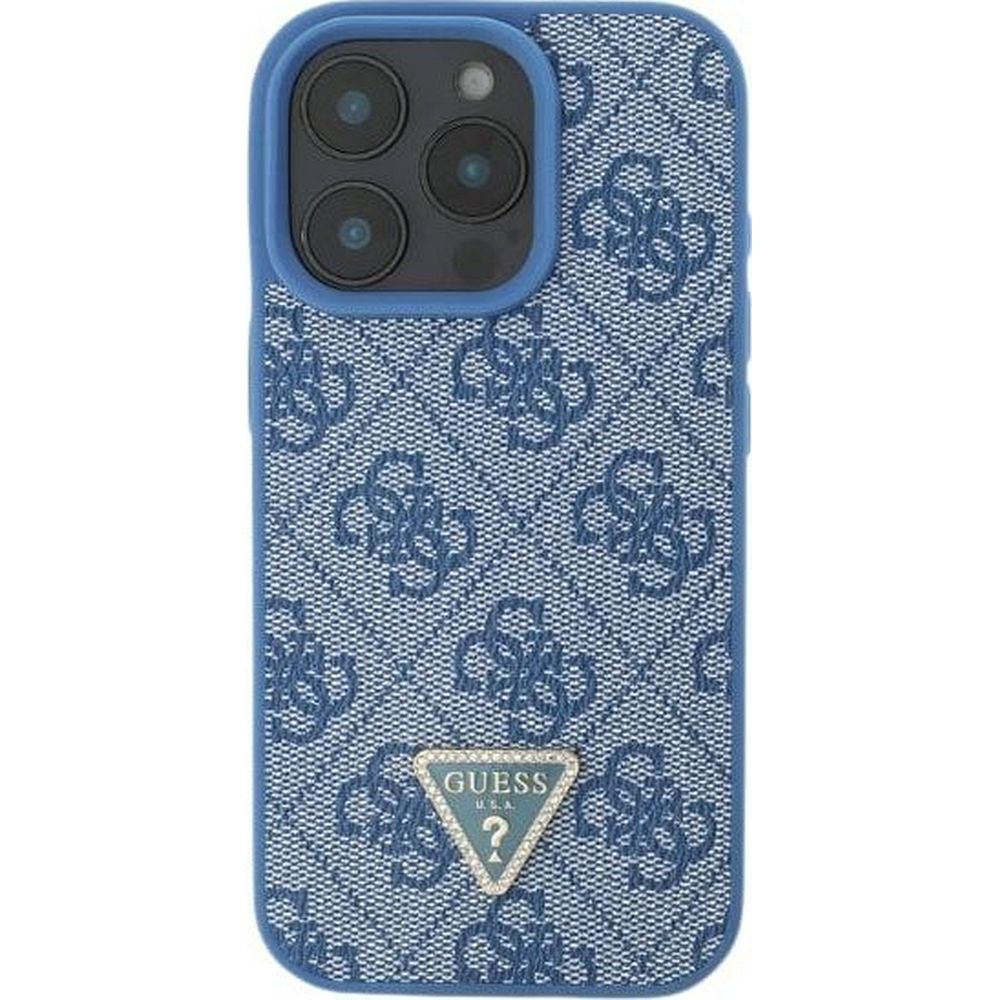 Guess Hardcase PU Leather 4G
 Triangle Strass Blue iPhone 16