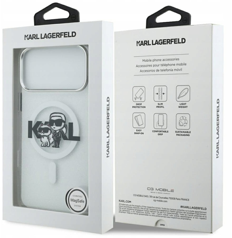 KARL KLHMP17MHGKCGKBT HardCase MagSafe IML Glitter K&C SKETCH Logo Transparent iPhone 17 Air