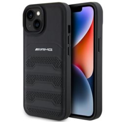 AMG AMHCP15SGSEBK iPhone 15 / 14 / 13 black hardcase with Leather Debossed Lines