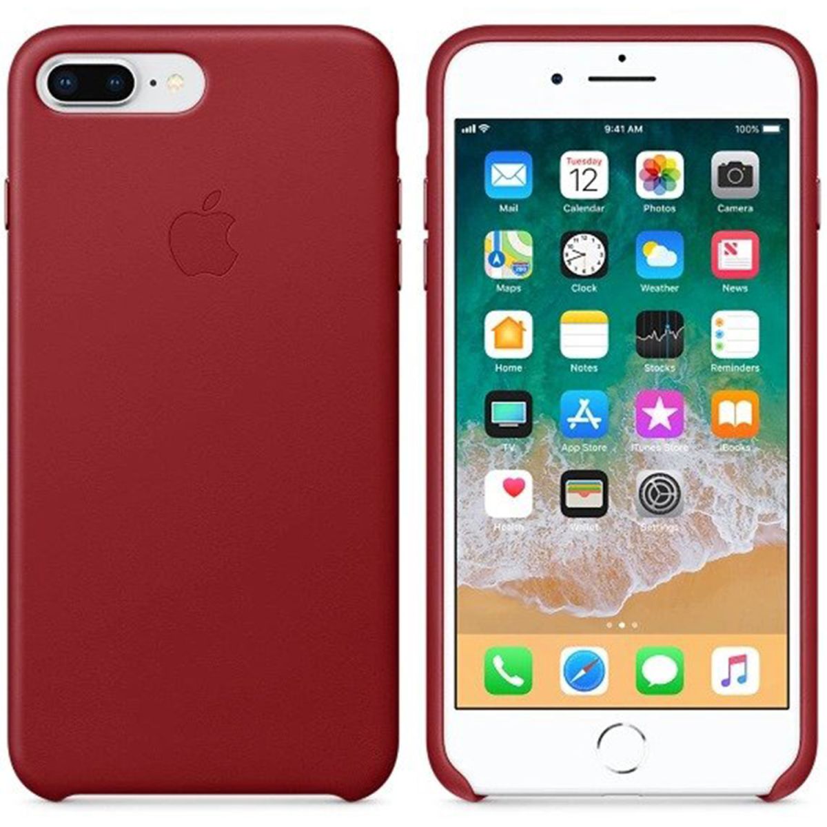 Apple Leather Backcover for iPhone 7 Plus - Red