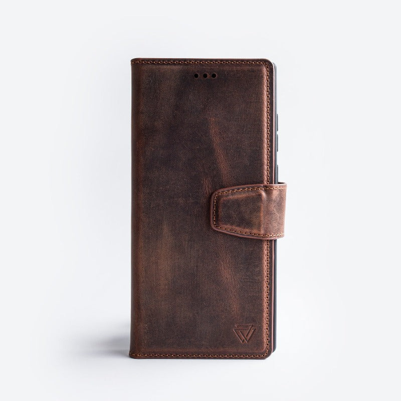 Wachikopa Genuine Leather Classic Bookcase for Samsung Galaxy S25 Camel