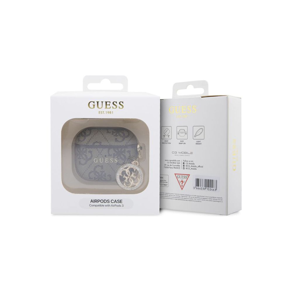 GUESS AIRPODS 3 PU 4G W/ STRASS CHARM BROWN