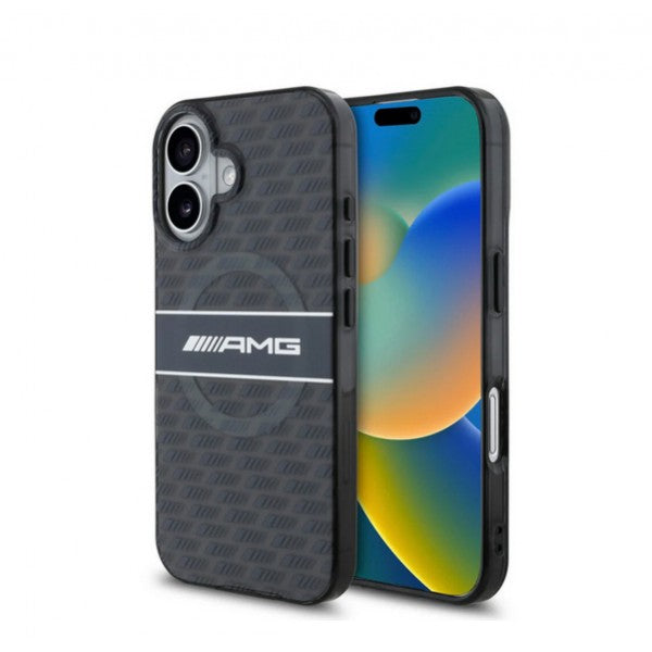 AMG MagSafe Double Layer Transparent Rhombs Repeat Grey Hardcase for iPhone 16