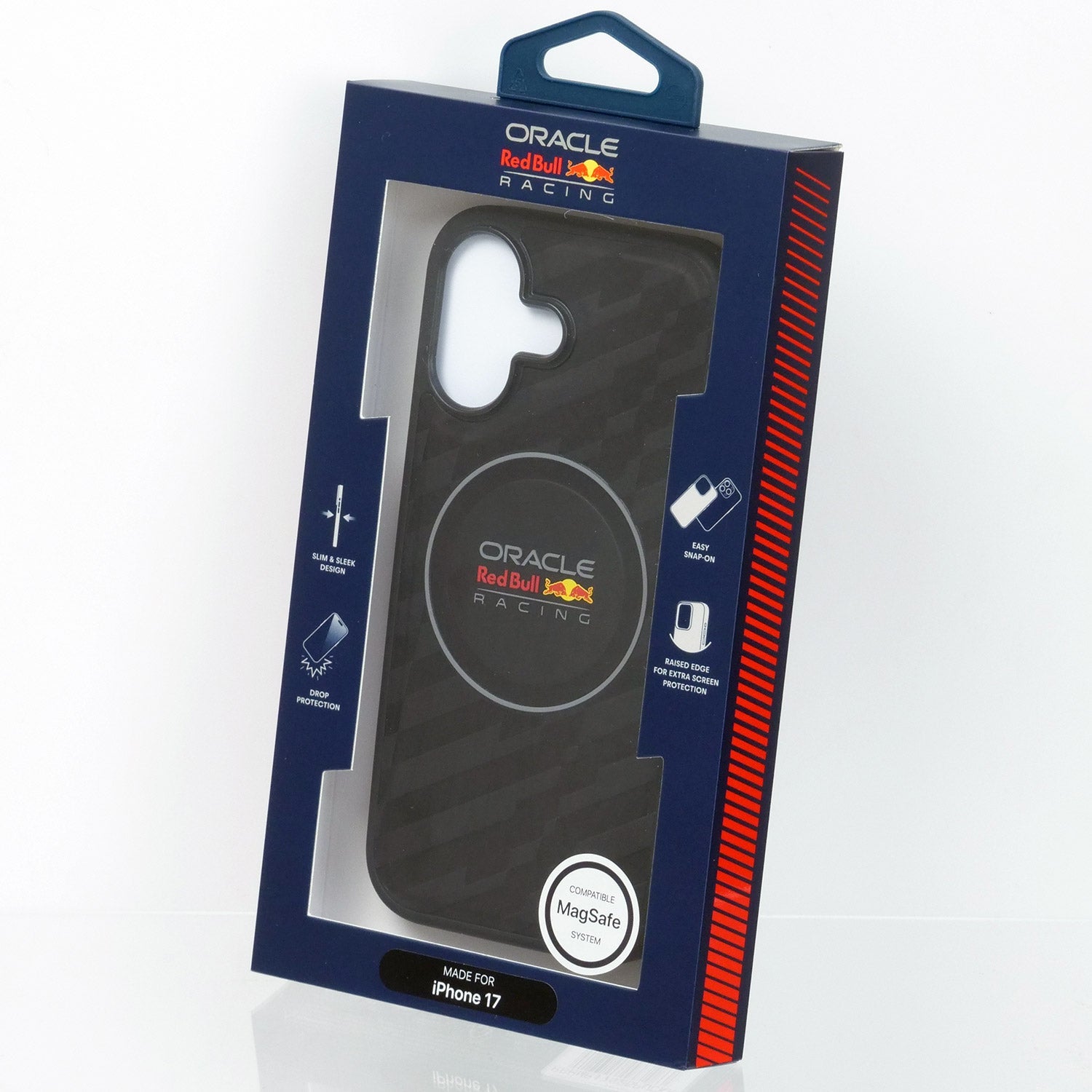 Red Bull RBHMP17S25PUCKK Hardcase PU Embossed Pattern, Black MagSafe for iPhone 17