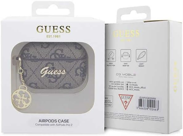 GUESS AIRPODS PRO 2 PU 4G W/ STRASS CHARM BROWN