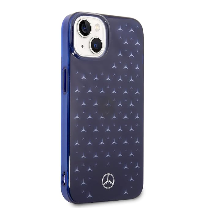 Mercedes-Benz MEHCP14M8UPMTV iPhone 14 Plus Transparent Star Pattern Protective Case Blue