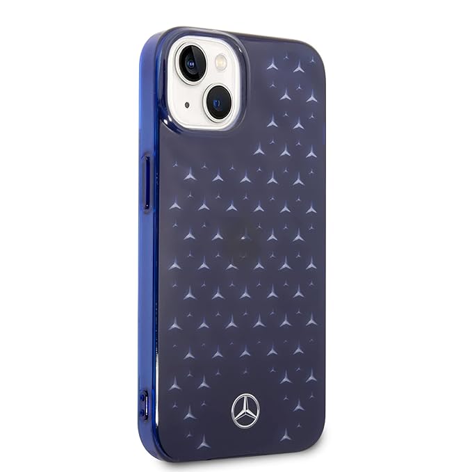 Mercedes-Benz MEHCP14M8UPMTV iPhone 14 Plus Transparent Star Pattern Protective Case Blue