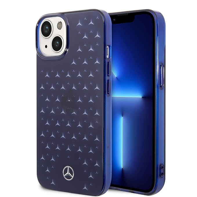 Mercedes-Benz MEHCP14M8UPMTV iPhone 14 Plus Transparent Star Pattern Protective Case Blue