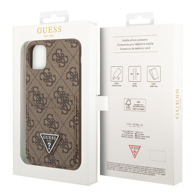 Guess GUHCN65P4TPW iPhone 11 Pro Max brown hardcase 4G Triangle Logo Cardslot