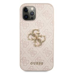 Guess GUHCP12M4GMGPI iPhone 12/12 Pro Pink hardcase 4G Big Metal Logo
