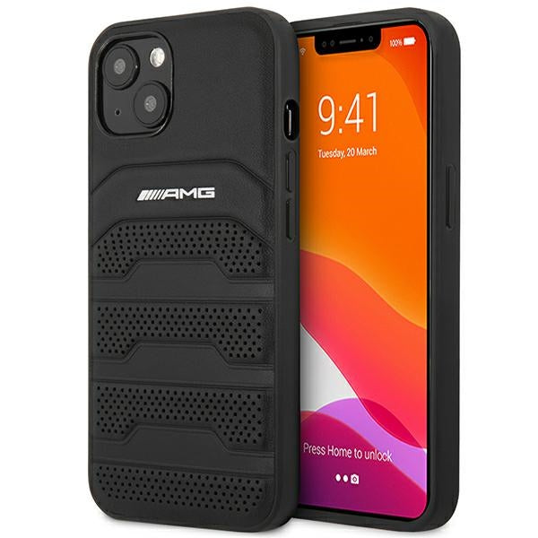 Case for AMG AMHCP14MGSEBK iPhone 14 Plus black hardcase Leather Debossed Lines