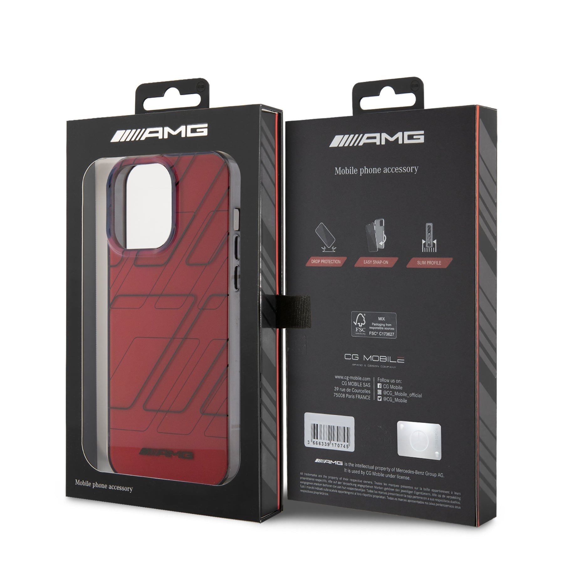 AMG DOUBLE LAYER CASE LARGE RHOMBUSES RED iPhone 15 Pro Max