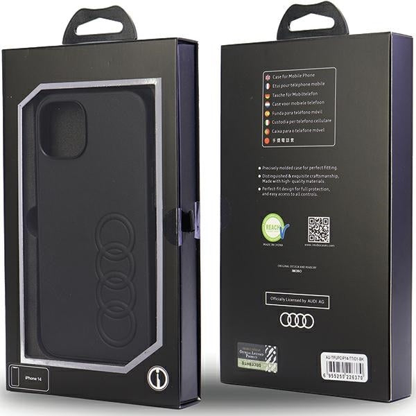 Audi Synthetic Leather iPhone 14 black hardcase AU-TPUPCIP14-TT/D1-BK