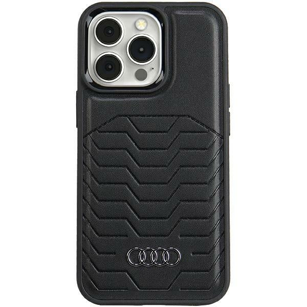 Audi Synthetic Leather MagSafe iPhone 15 Pro black hardcase AU-TPUPCMIP15P-GT/D3-BK