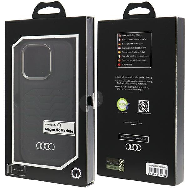 Audi Synthetic Leather MagSafe iPhone 15 Pro black hardcase AU-TPUPCMIP15P-GT/D3-BK