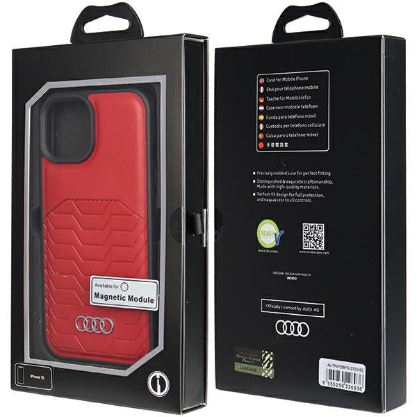 Audi Synthetic Leather MagSafe iPhone 15 / iPhone 14 / iPhone 13 red hardcase AU-TPUPCMIP15-GT/D3-RD