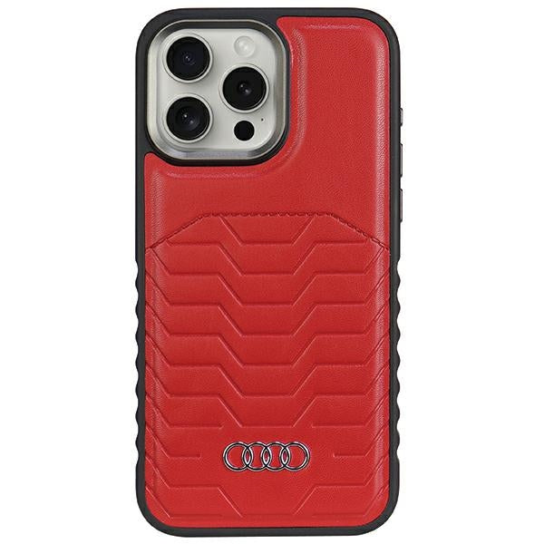 Audi Synthetic Leather MagSafe iPhone 15 Pro red hardcase AU-TPUPCMIP15P-GT/D3-RD