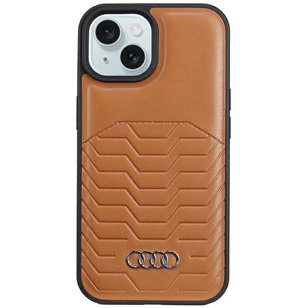 Audi Synthetic Leather MagSafe iPhone 15 / iPhone 14 / iPhone 13 Brown hardcase AU-TPUPCMIP15-GT/D3-BN