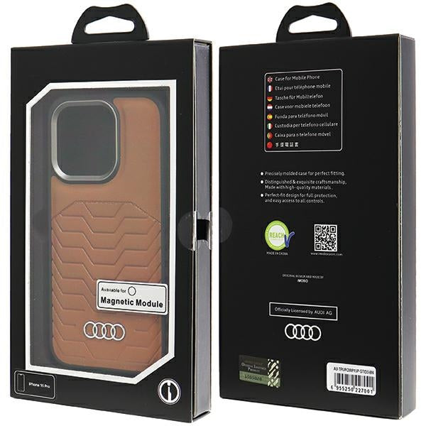 Audi Synthetic Leather MagSafe iPhone 15 Pro Brown hardcase AU-TPUPCMIP15P-GT/D3-BN