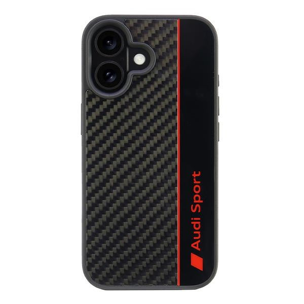 Audi Carbon Fiber Stripe iPhone 16 black hardcase AUS-TPUPCIP16-R8/D1-BK