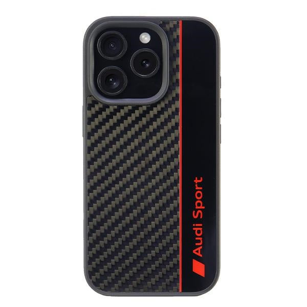 Audi Carbon Fiber Stripe iPhone 16 Pro black hardcase AUS-TPUPCIP16P-R8/D1-BK