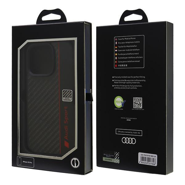 Audi Carbon Fiber Stripe iPhone 16 Pro Max black hardcase AUS-TPUPCIP16PM-R8/D1-BK