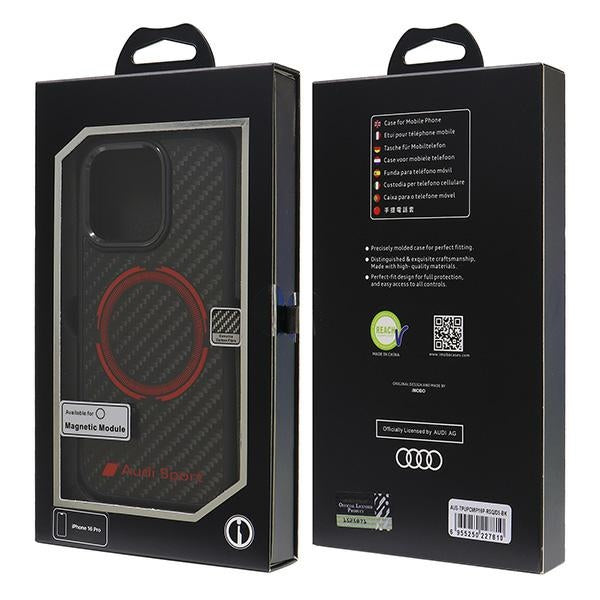 Audi Carbon Fiber Sport Red Circle MagSafe iPhone 16 Pro black hardcase AUS-TPUPCMIP16P-RSQ/D5-BK