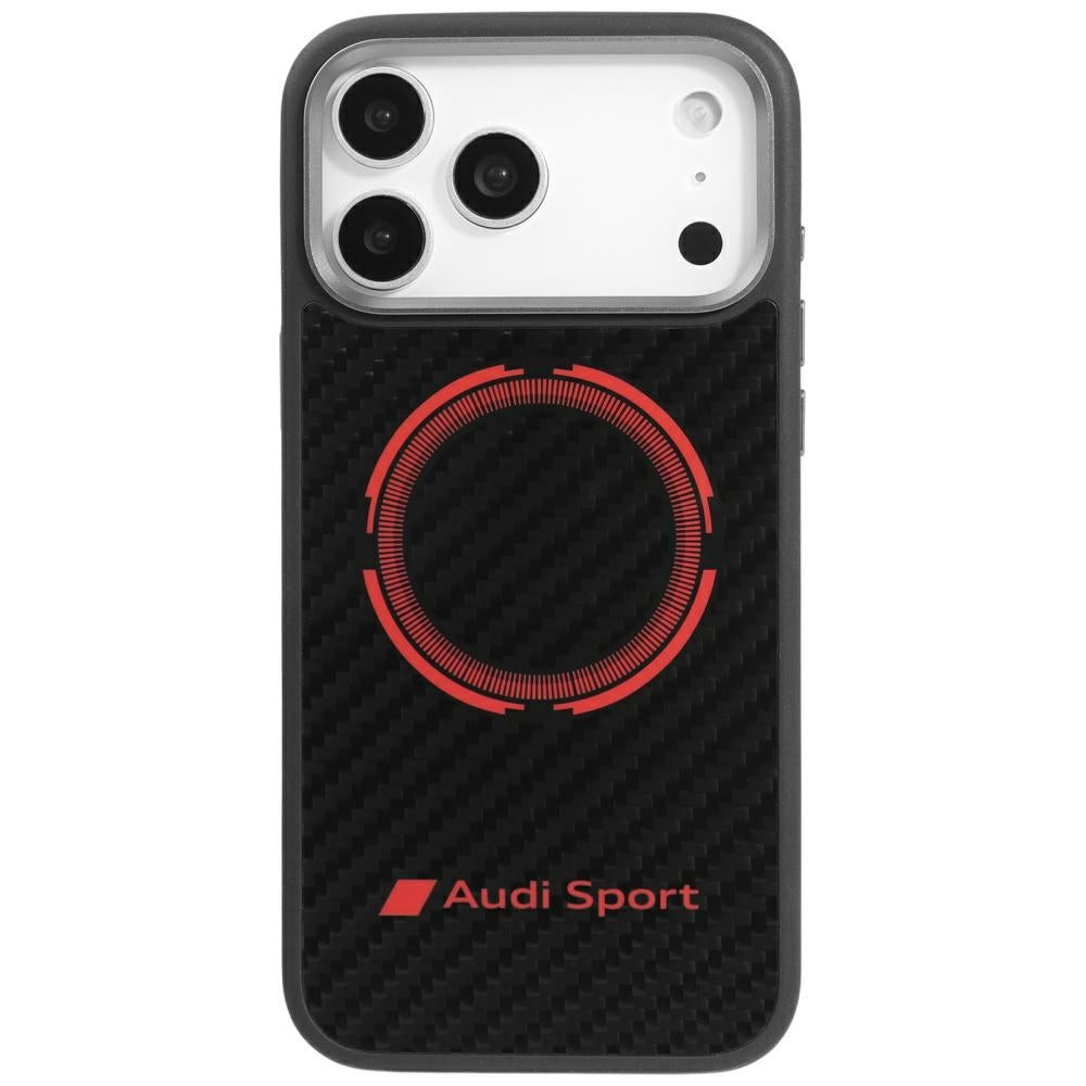 Audi Carbon Fiber Sport Red Circle MagSafe iPhone 17 Pro black hardcase AUS-TPUPCMIP17P-RSQ/D5-BK