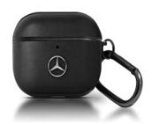 Mercedes MEA2NCSLBK AirPods 1/2 Leather Black Hard case Metal Logo & Hook