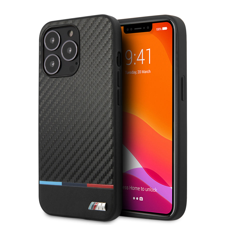 BMW BMHCP13LPUCARTCBK iPhone 13 pro black hardcase M Collection Carbon PU & Smooth