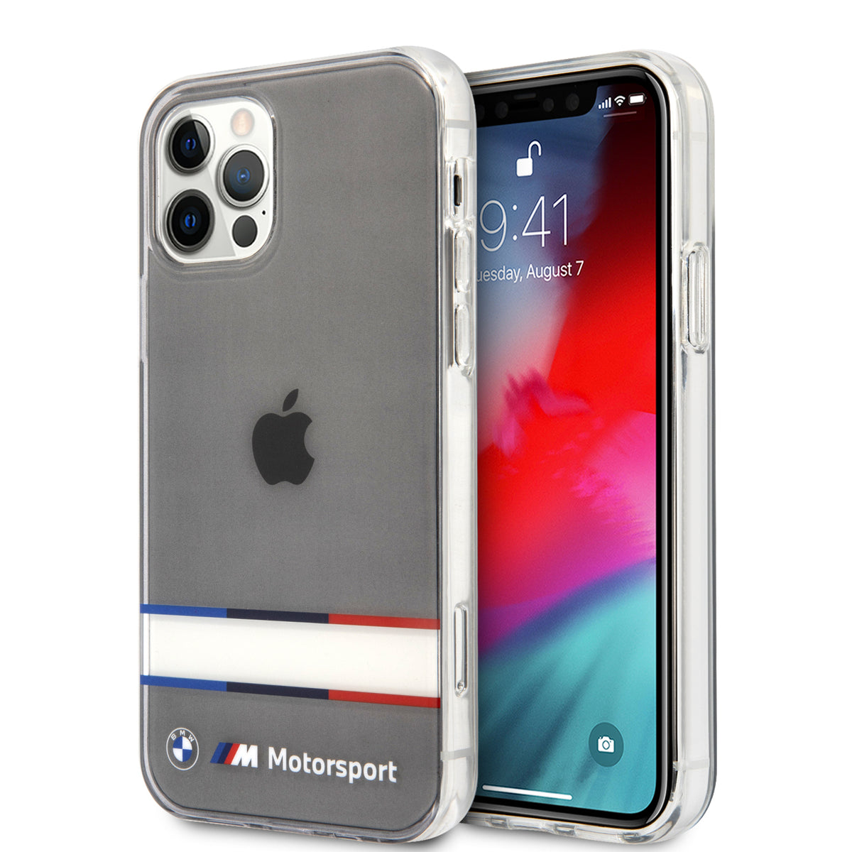 BMW BMHCP12MSHTWK iPhone 12/12 Pro hardcase clear Motorsport Tricolor Stripes