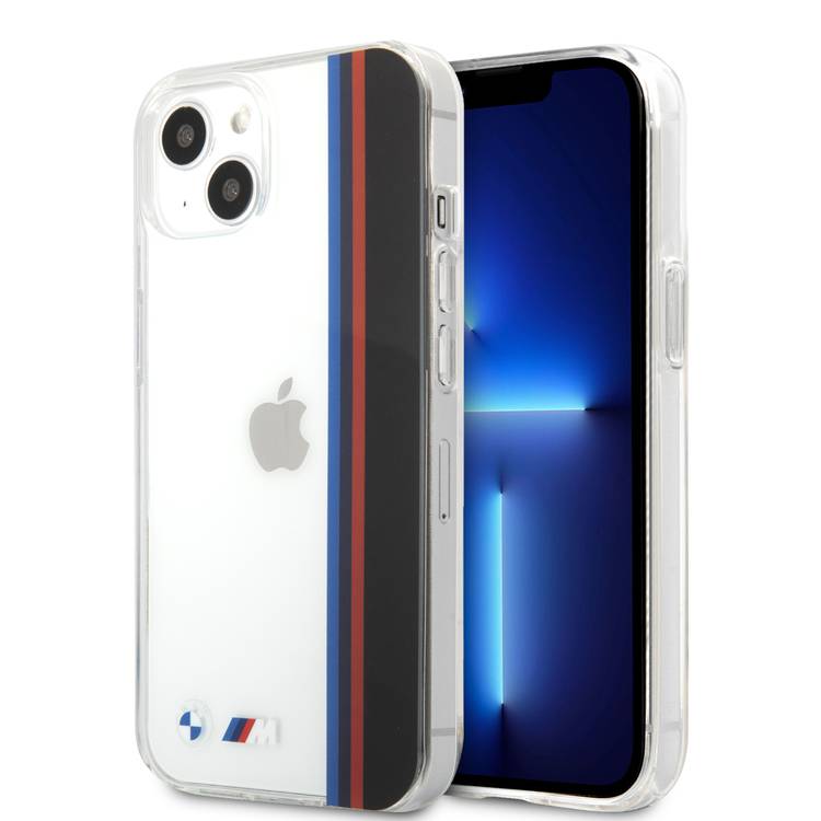 BMW BMHCP13MMHTVK iPhone 13 Hard Case M Collection PC/TPU Hard Case Vertical Tricolor Lines & Black Stripe