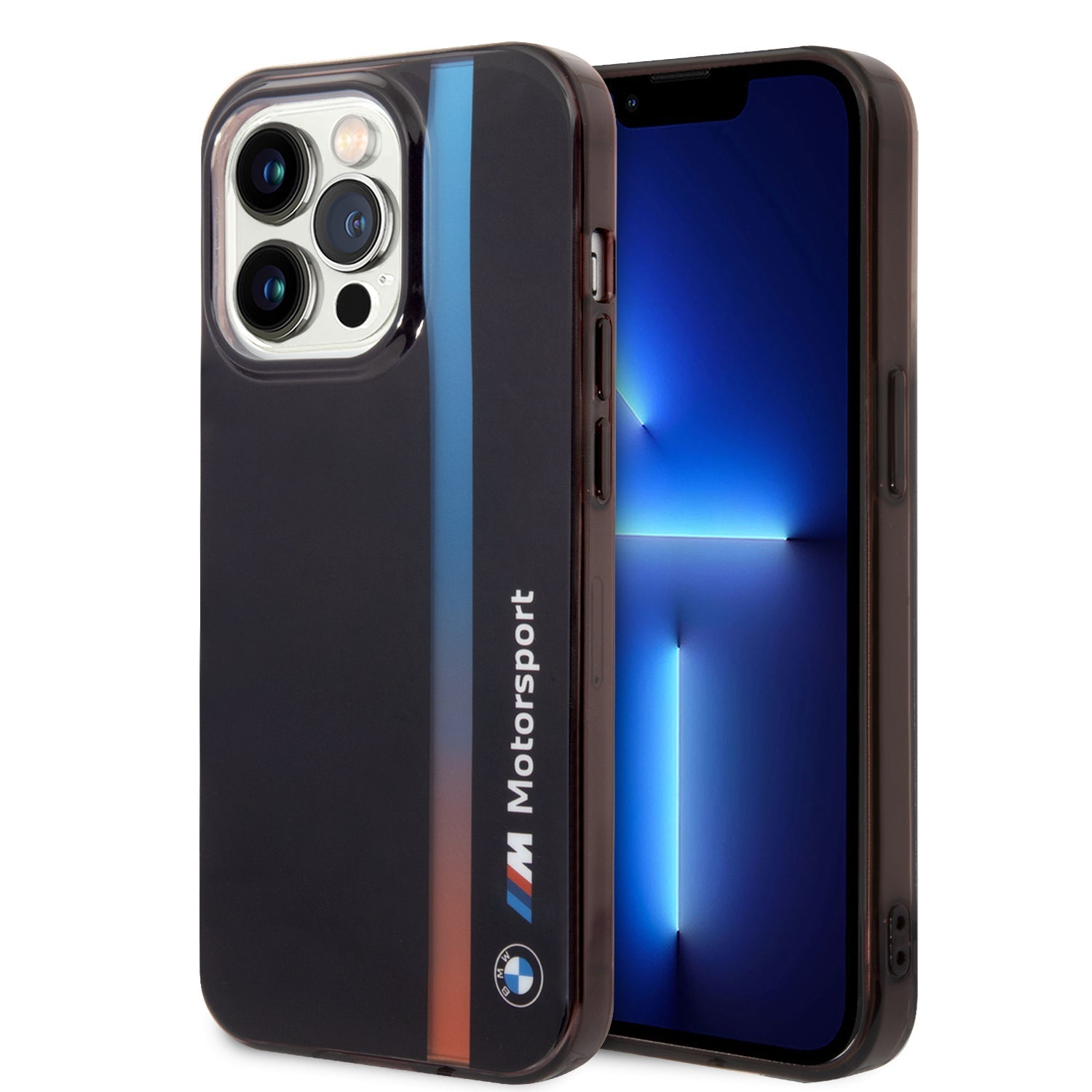 BMW BMHCP14M22HVGV iPhone 14 Plus Black Motorsport Collection Case Printed Tricolor Fading Stripe