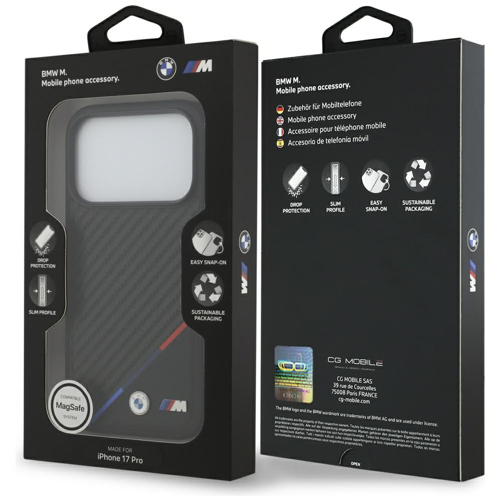 BMW BMHMP17L23PUDTK iPhone 17 Pro black hardcase M Carbon Tricolor Line MagSafe