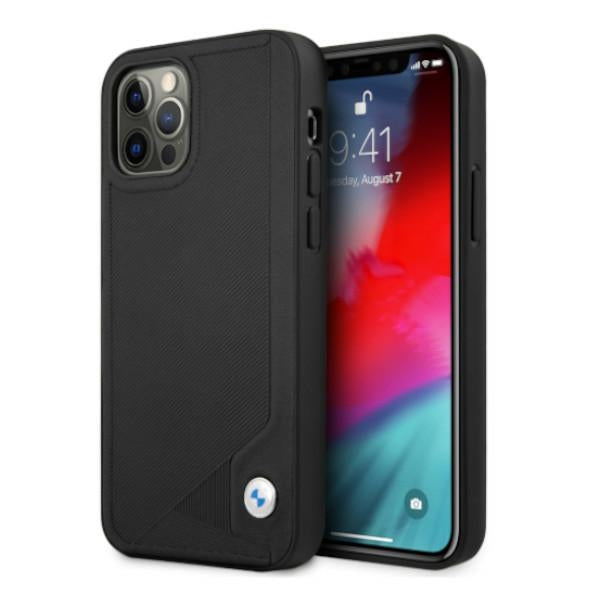 Case for BMW BMHCP12MRCDPK iPhone 12/12 Pro black hardcase Leather Deboss