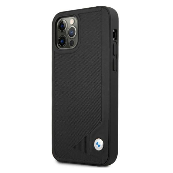 Case for BMW BMHCP12MRCDPK iPhone 12/12 Pro black hardcase Leather Deboss