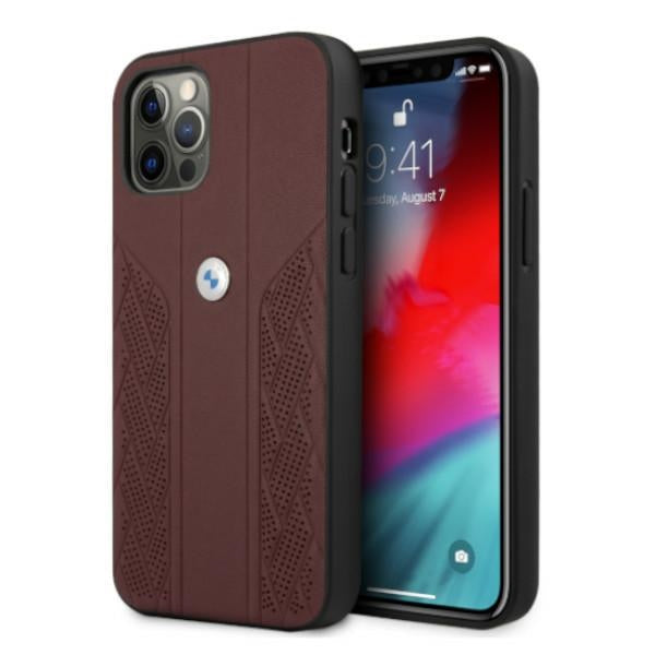 Case for BMW BMHCP12MRSPPR iPhone 12/12 Pro czerwony/red hardcase Leather Curve Perforate