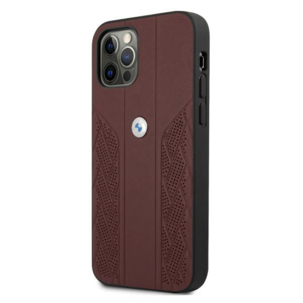 Case for BMW BMHCP12MRSPPR iPhone 12/12 Pro czerwony/red hardcase Leather Curve Perforate