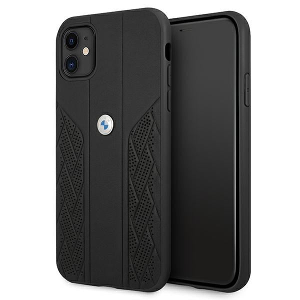 Case for BMW BMHCN61RSPPK iPhone 11 / Xr black hardcase Leather Curve Perforate