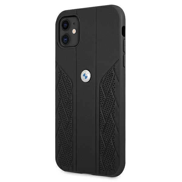 Case for BMW BMHCN61RSPPK iPhone 11 / Xr black hardcase Leather Curve Perforate