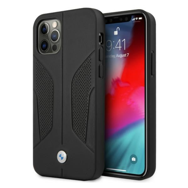 BMW BMHCP12MRSCSK iPhone 12/12 Pro black hardcase Leather Perforate Sides