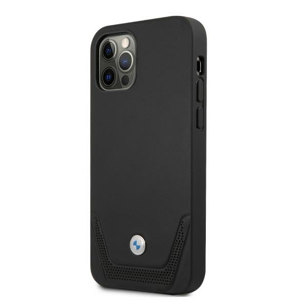 Case for BMW BMHCP12MRSWPK iPhone 12/12 Pro black hardcase Leather Perforate