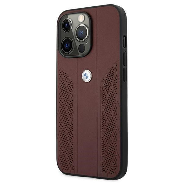 Case for BMW BMHCP13XRSPPR iPhone 13 Pro Max czerwony/red hardcase Leather Curve Perforate