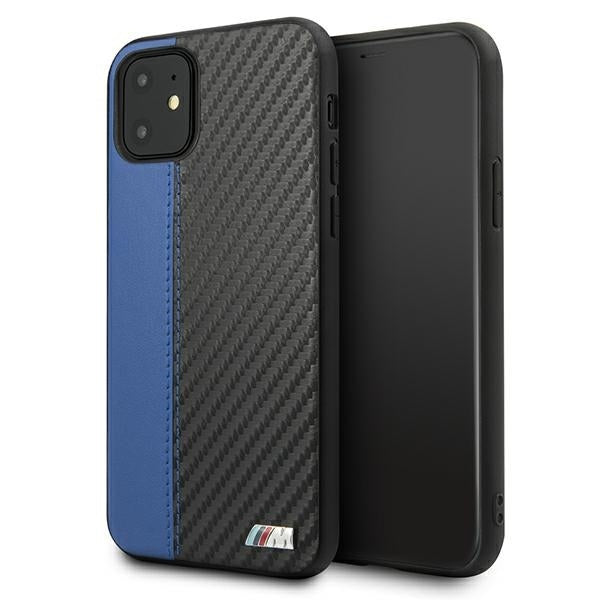 BMW BMHCN61MCARBL iPhone 11 / Xr black hardcase M Collection PU Carbon Blue Stripe